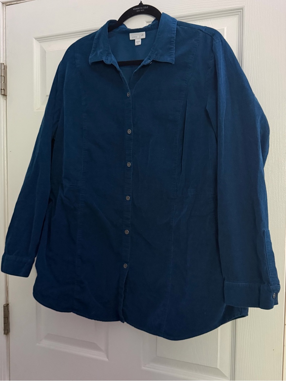 J. Jill Corduroy Deep Teal Blue Long-Sleeve Button-Down Shirt